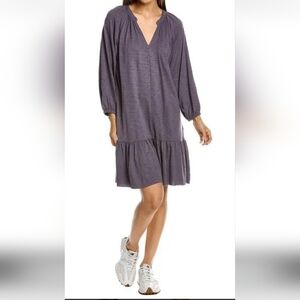 Lilla P Flame Modal 3/4 Sleeve Shirred Raglan Dress Size M